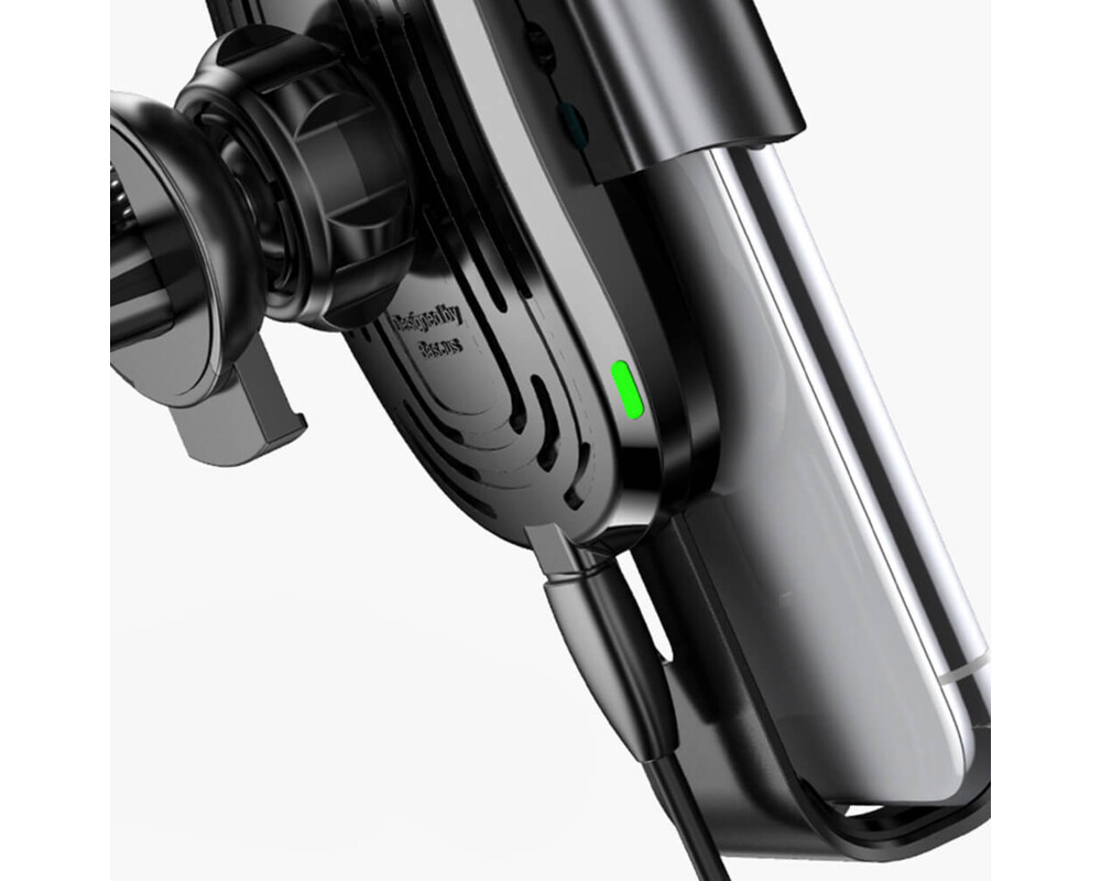 Стойка с безжично зареждане Baseus Gravity Car Mount Phone Bracket Air Vent Holder + Qi Charger WXYL-01 - черна 4