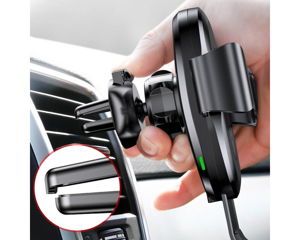 Стойка с безжично зареждане Baseus Gravity Car Mount Phone Bracket Air Vent Holder + Qi Charger WXYL-01 - черна 5
