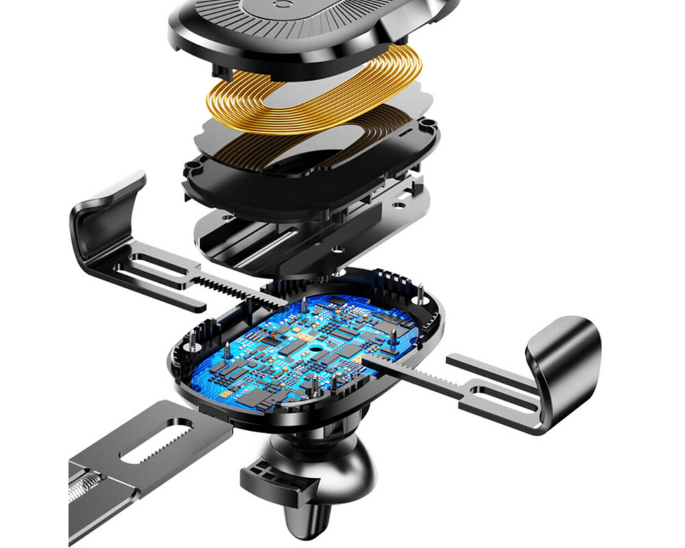 Стойка с безжично зареждане Baseus Gravity Car Mount Phone Bracket Air Vent Holder + Qi Charger WXYL-01 - черна 3