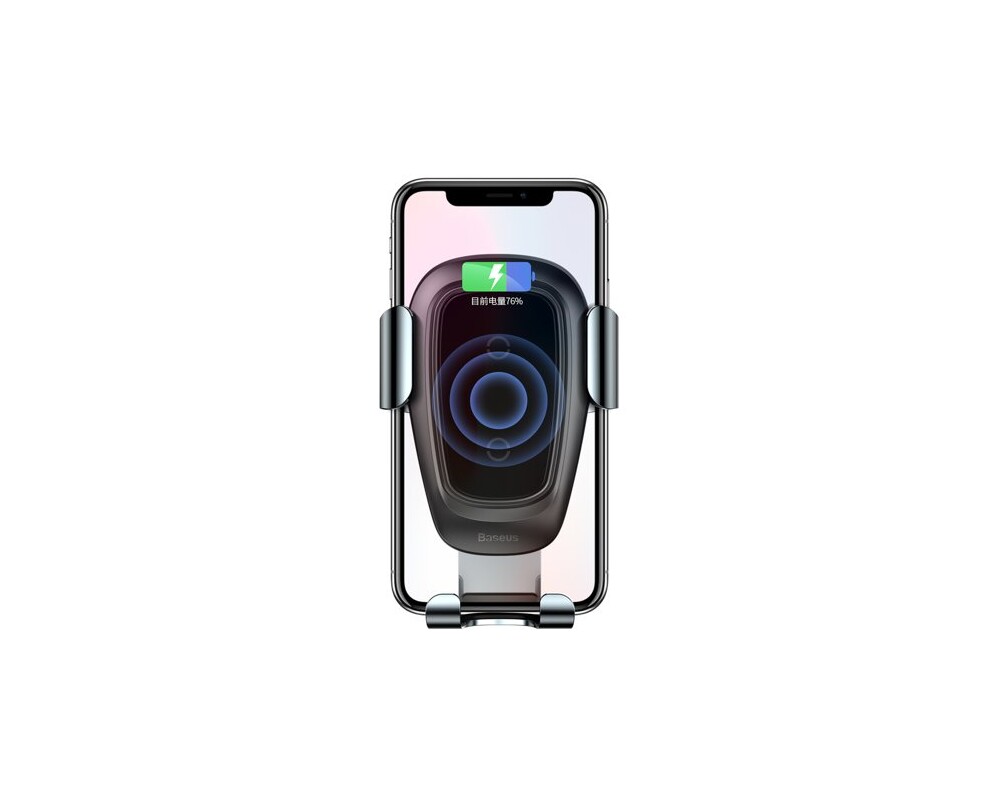 Стойка с безжично зареждане Baseus Metal Gravity Car Mount Phone Bracket Air Vent Holder Qi Charger WXYL-B0A - черна 5