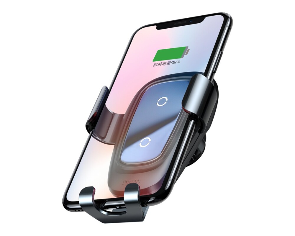Стойка с безжично зареждане Baseus Metal Gravity Car Mount Phone Bracket Air Vent Holder Qi Charger WXYL-B0A - черна 6
