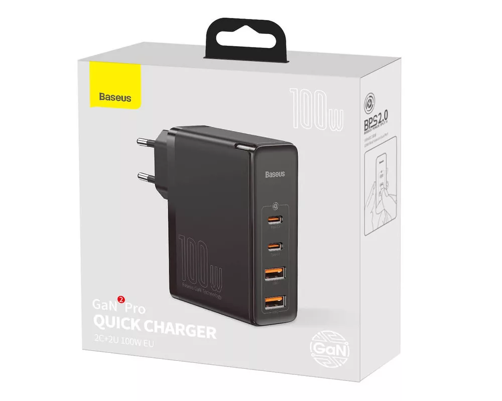 Зарядно Baseus CCGAN2P-L01 GaN 2 Pro Charger 100W черно 4
