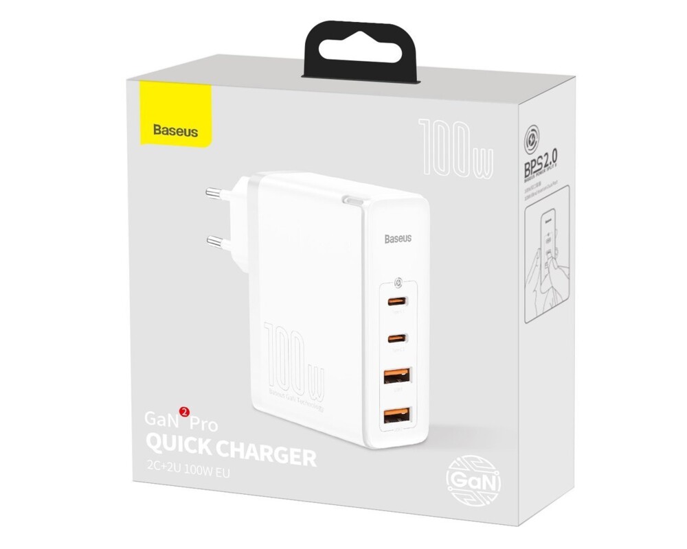 Зарядно Baseus GaN2 Pro 2x USB Type-C / 2x USB 100W CCGAN2P-L02 - бял 8