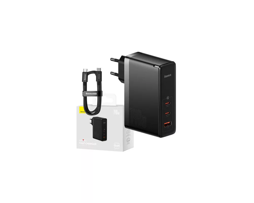 Зарядно Baseus GaN5 Pro fast charger 2xUSB-C+USB 140W CCGP100201 - черно 5