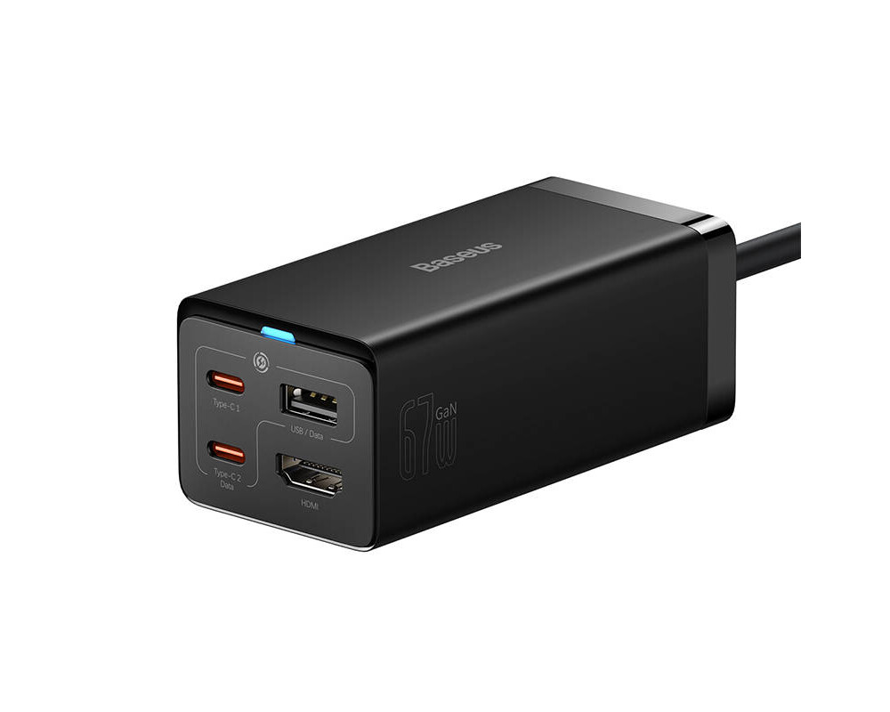 Зарядно Baseus GaN5 Pro HUB HDMI 2 x USB-C / USB-A / HDMI 4K 30Hz 1.5м + USB-C кабел - USB-C 100W 40Gb/s USB4 1м CCGP110201 - черно 2