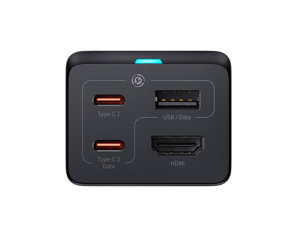 Зарядно Baseus GaN5 Pro HUB HDMI 2 x USB-C / USB-A / HDMI 4K 30Hz 1.5м + USB-C кабел - USB-C 100W 40Gb/s USB4 1м CCGP110201 - черно 3