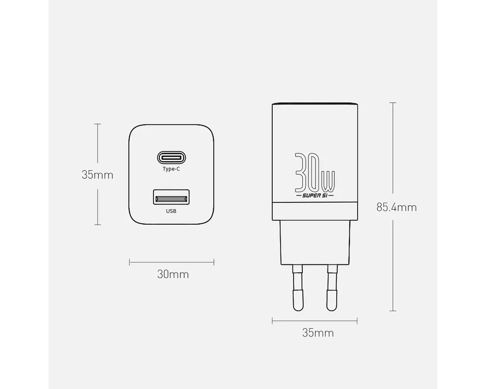 Зарядно Baseus Super Pro USB-A към USB-C 30W CCSUPP-E01 - черно 12