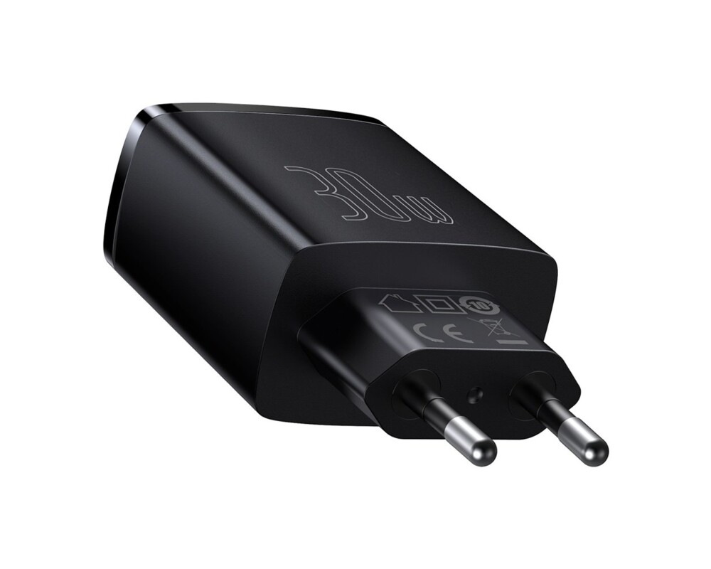 Зарядно Baseus CCXJ-E01 Compact Quick Wall Charger с 2хUSB-A и USB-C 30W черен 3