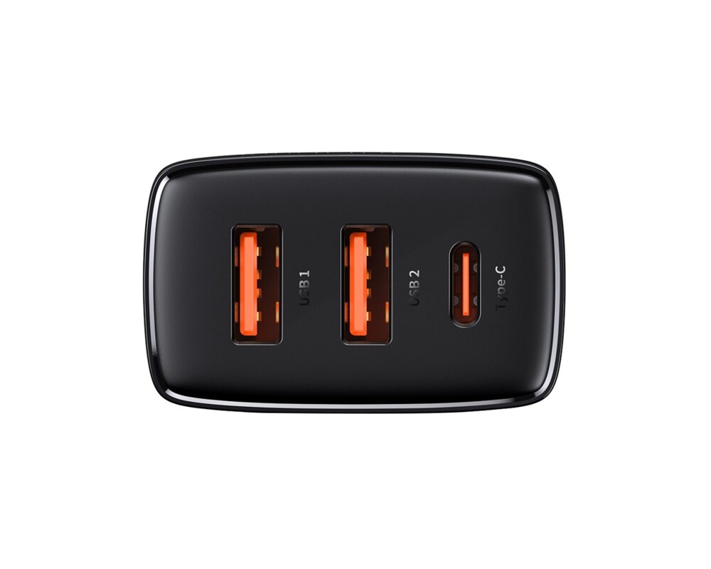 Зарядно Baseus CCXJ-E01 Compact Quick Wall Charger с 2хUSB-A и USB-C 30W черен 2