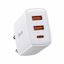  Baseus CCXJ-E02 Compact Quick Wall Charger с 2хUSB-A и USB-C 30W бял 708734 CCXJ-E02 на топ цена - PIC.bg