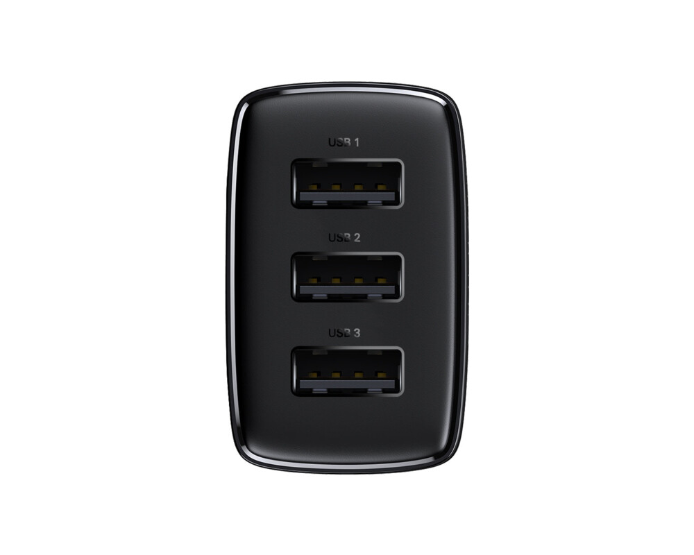 Зарядно Baseus Compact CCXJ020101 с USB троен порт 17W черно 3