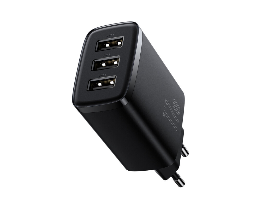 Зарядно Baseus Compact CCXJ020101 с USB троен порт 17W черно 2