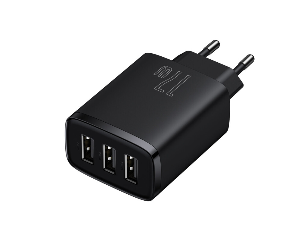 Зарядно Baseus Compact CCXJ020101 с USB троен порт 17W черно 4