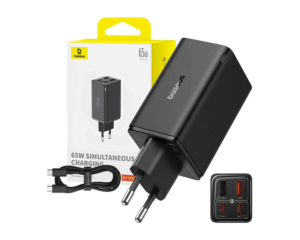 Зарядно Baseus GAN6 Pro, 2xUSB-C + 2xUSB, 65W P10162701113-00 - черно 8