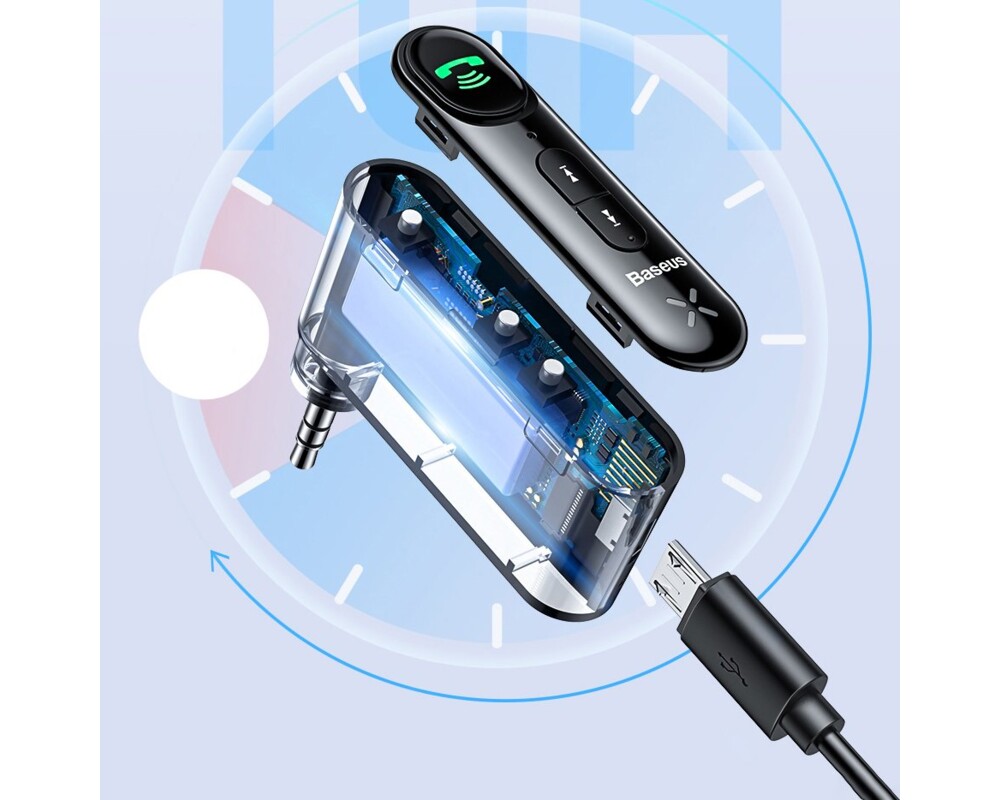 Адаптери Аудио приемник Baseus Qiyin Bluetooth AUX мини жак за кола черен 4