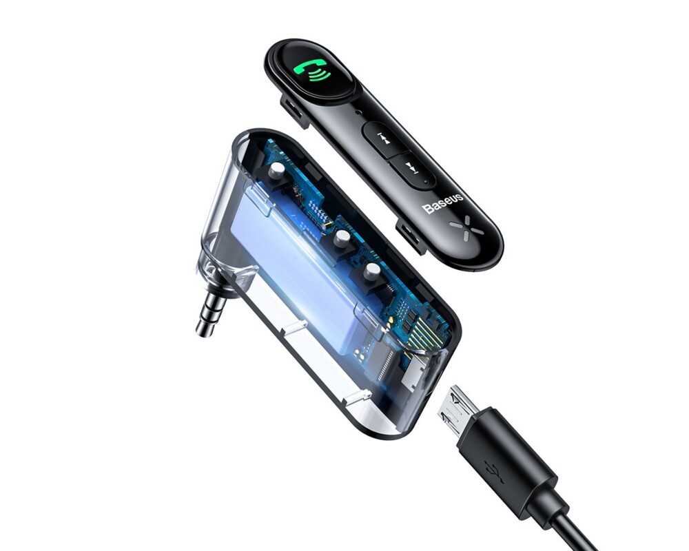 Адаптери Аудио приемник Baseus Qiyin Bluetooth AUX мини жак за кола черен 3
