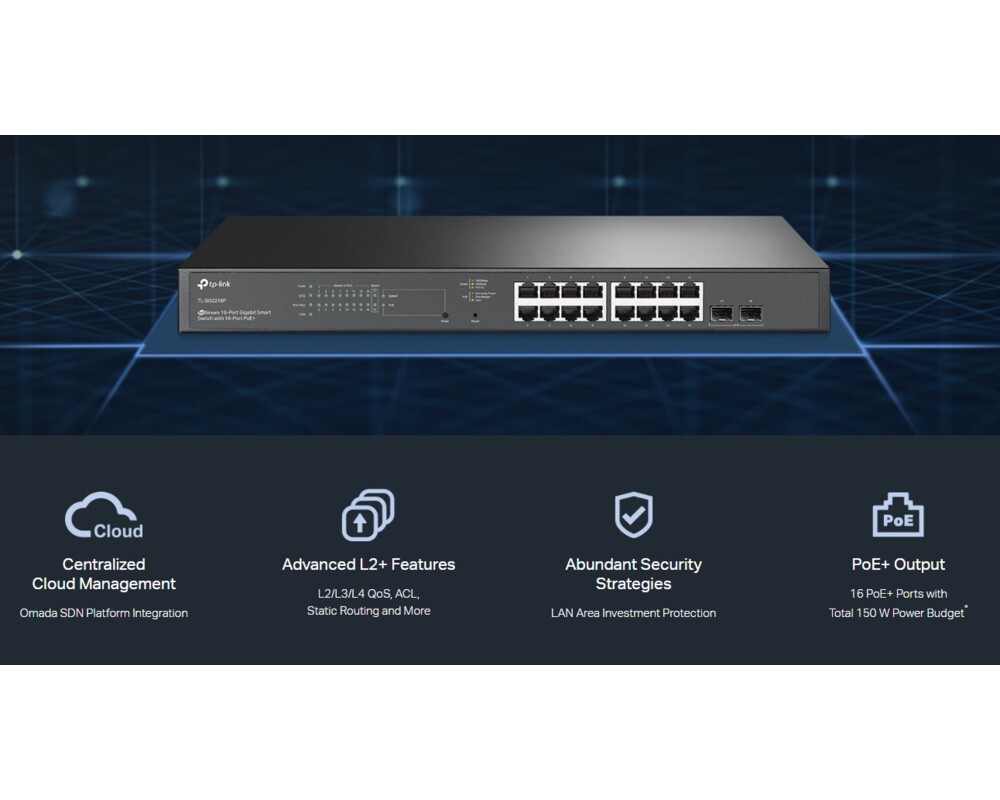 Switch (Комутатор) TP-Link JetStream TL-SG2218P с 16-портов PoE+ 2