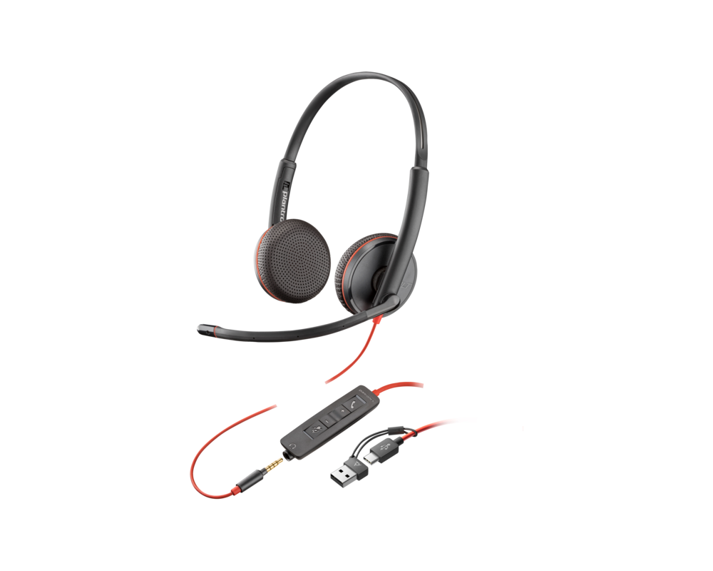 Слушалки HP Poly Blackwire 3225 Стерео USB-C слушалка +3,5 мм жак +USB-C/A адаптер 8X229A6 8