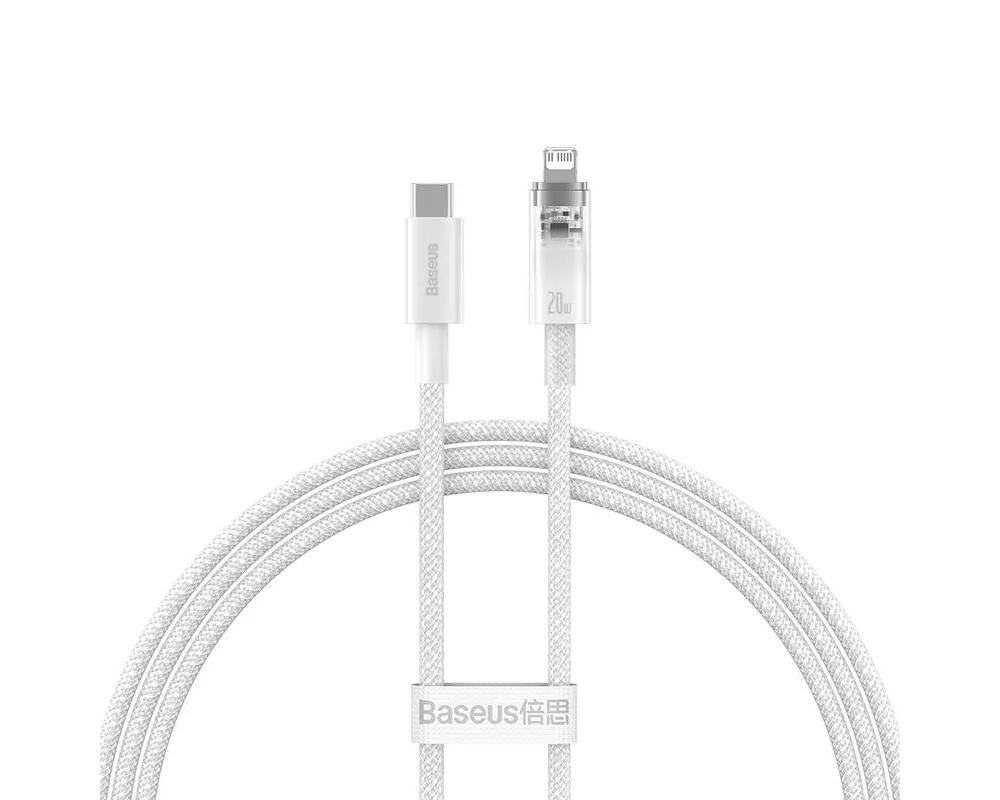 Кабел Кабел Baseus Explorer Series USB-C - Lightning 20W 1 м CATS010202 - бял 2