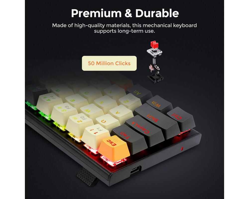 Клавиатура Redragon Ryze K633CGO-RGB_RD RGB с червени суичове 8