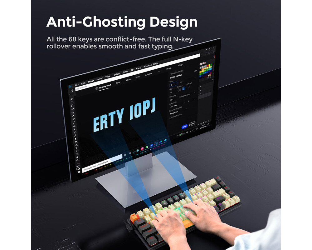 Клавиатура Redragon Ryze K633CGO-RGB_RD RGB с червени суичове 7