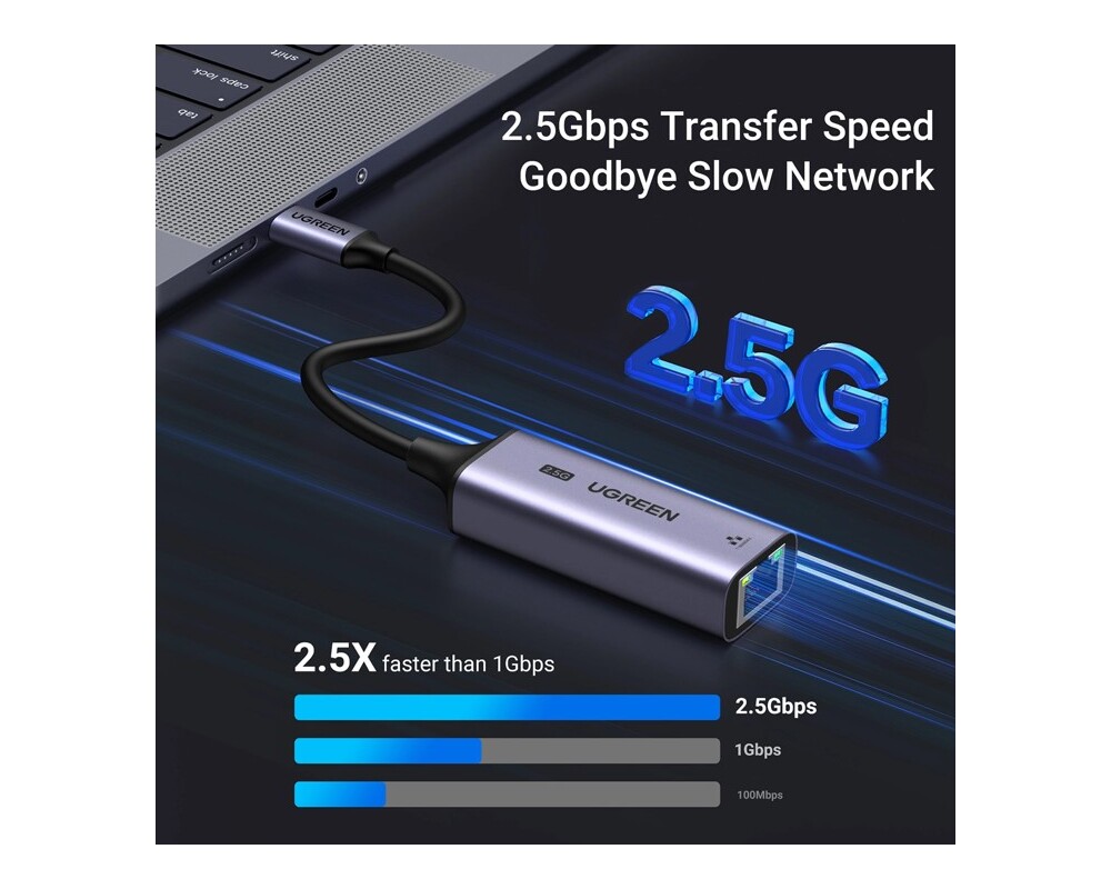 Адаптери Ugreen CM648 USB Type C към 2.5G RJ45 25052 - сив 6