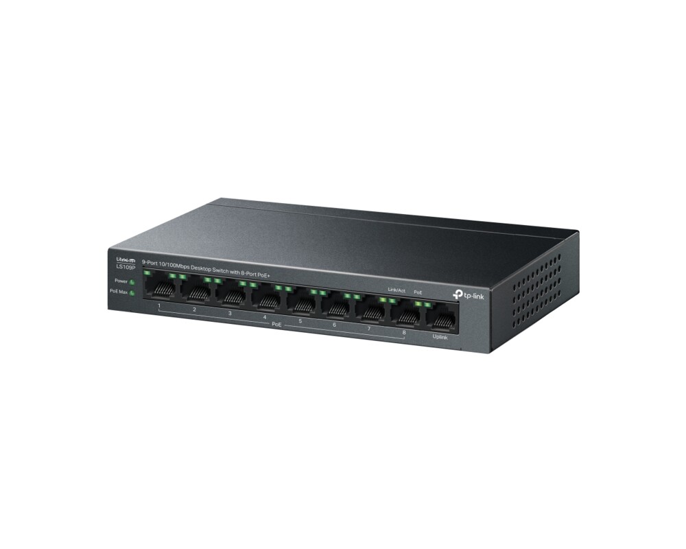 Switch (Комутатор) TP-Link LS109P 9-портов 10/100Mbps с 8-портов PoE+ 2