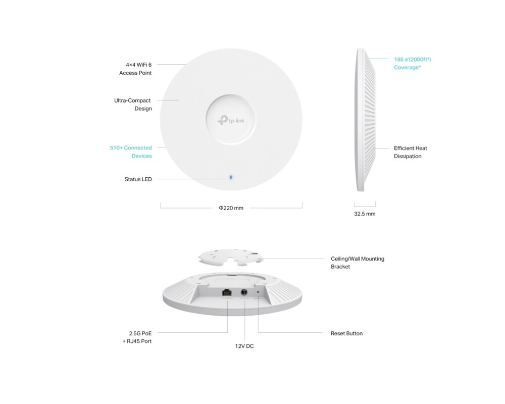 Access point (Точка за достъп) TP-Link Omada EAP683 UR AX6000 Ceiling Mount WiFi 6 12