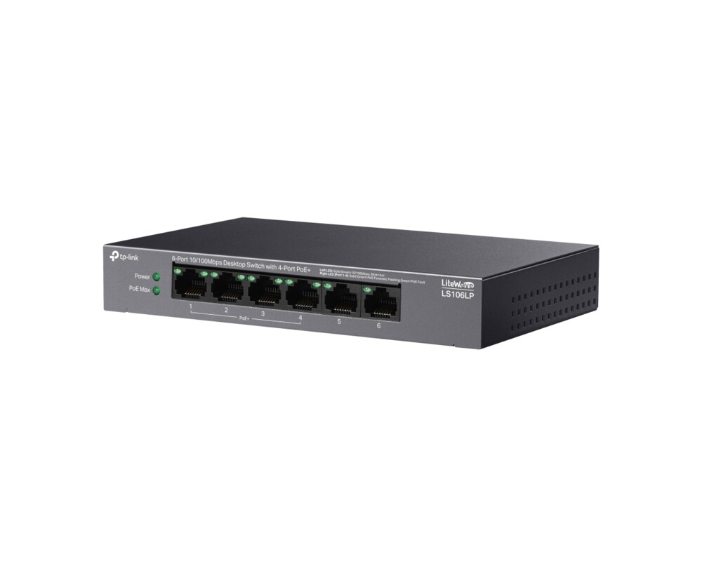 Switch (Комутатор) TP-Link LS106LP 6-портов 10/100 Mbps с 4-портов PoE+ 2