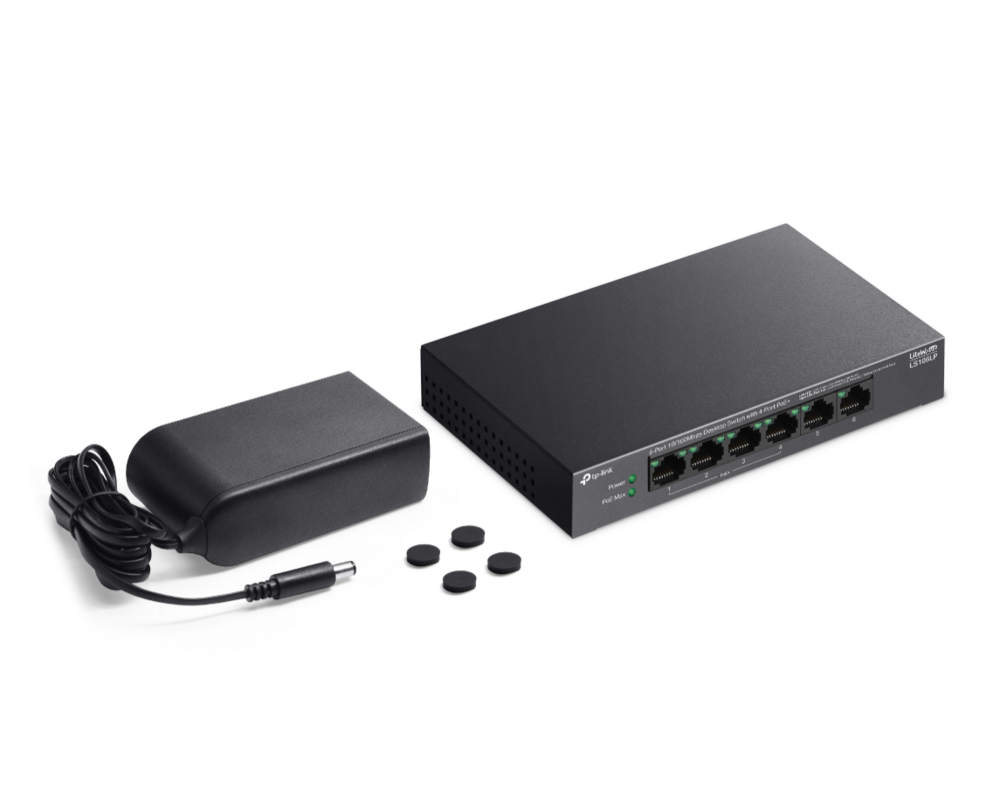 Switch (Комутатор) TP-Link LS106LP 6-портов 10/100 Mbps с 4-портов PoE+ 10