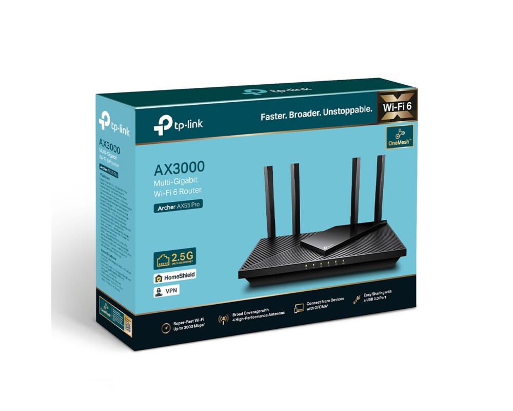 Рутер TP-Link Archer AX55 Pro AX3000 с 2.5G порт 10