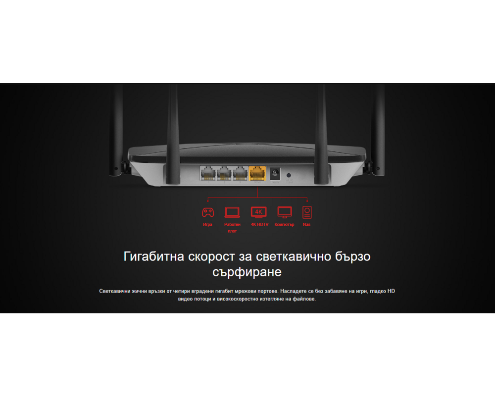 Рутер Mercusys AC12G AC1200 двубандов гигабитов 7