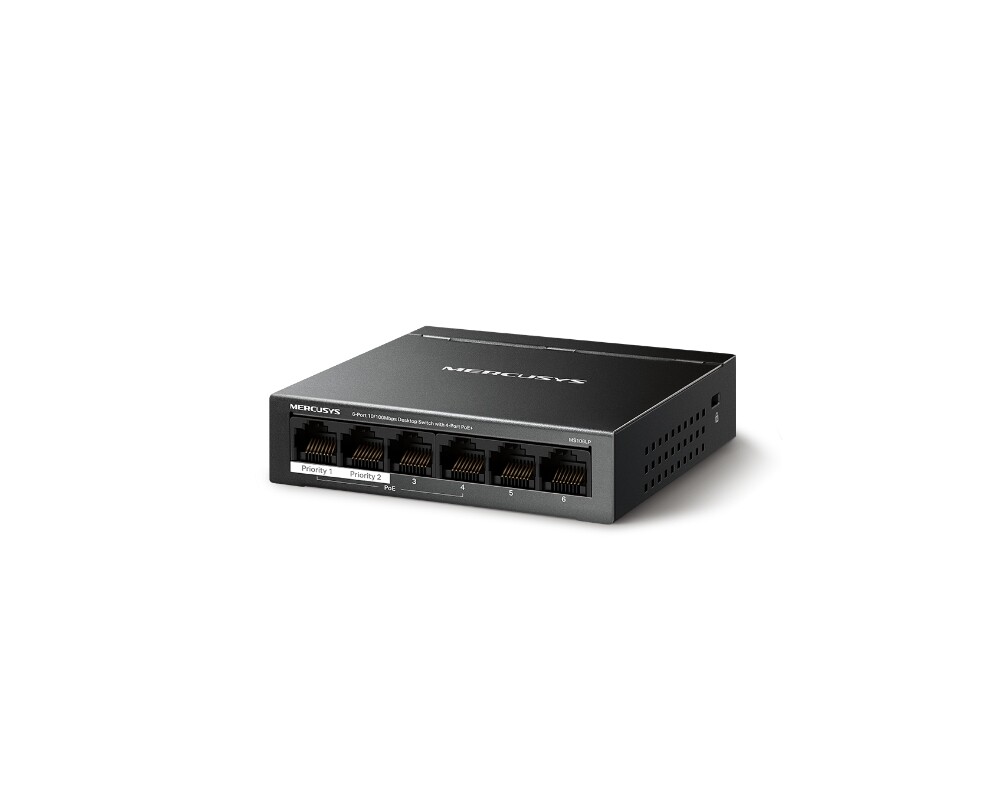 Switch (Комутатор) Mercusys MS106LP 10/100 Mbps със 4 PoE+ порта 2