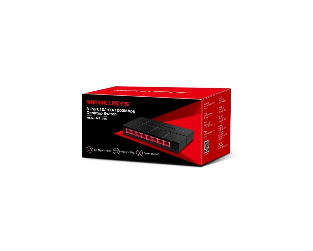 Switch (Комутатор) Mercusys MS108G 8-портов гигабитов 4