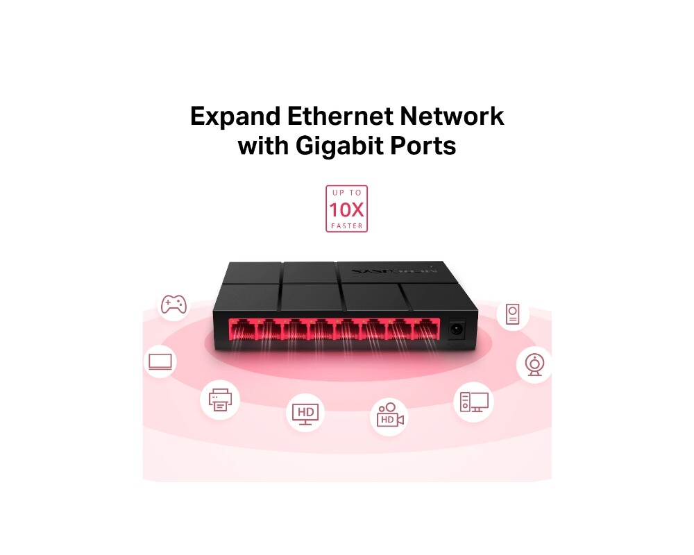 Switch (Комутатор) Mercusys MS108G 8-портов гигабитов 6