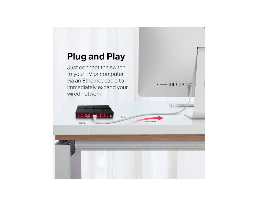 Switch (Комутатор) Mercusys MS108G 8-портов гигабитов 7