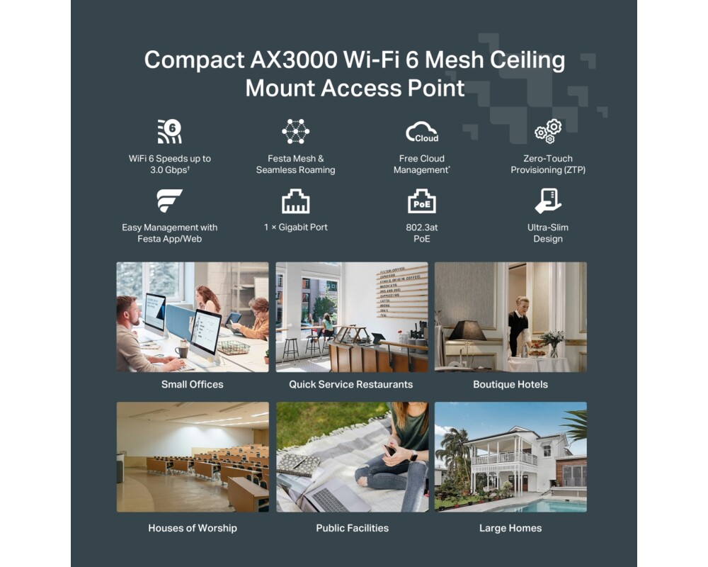 Access point (Точка за достъп) TP-Link Festa F65 AX3000 Ceiling Mount WiFi 6 6