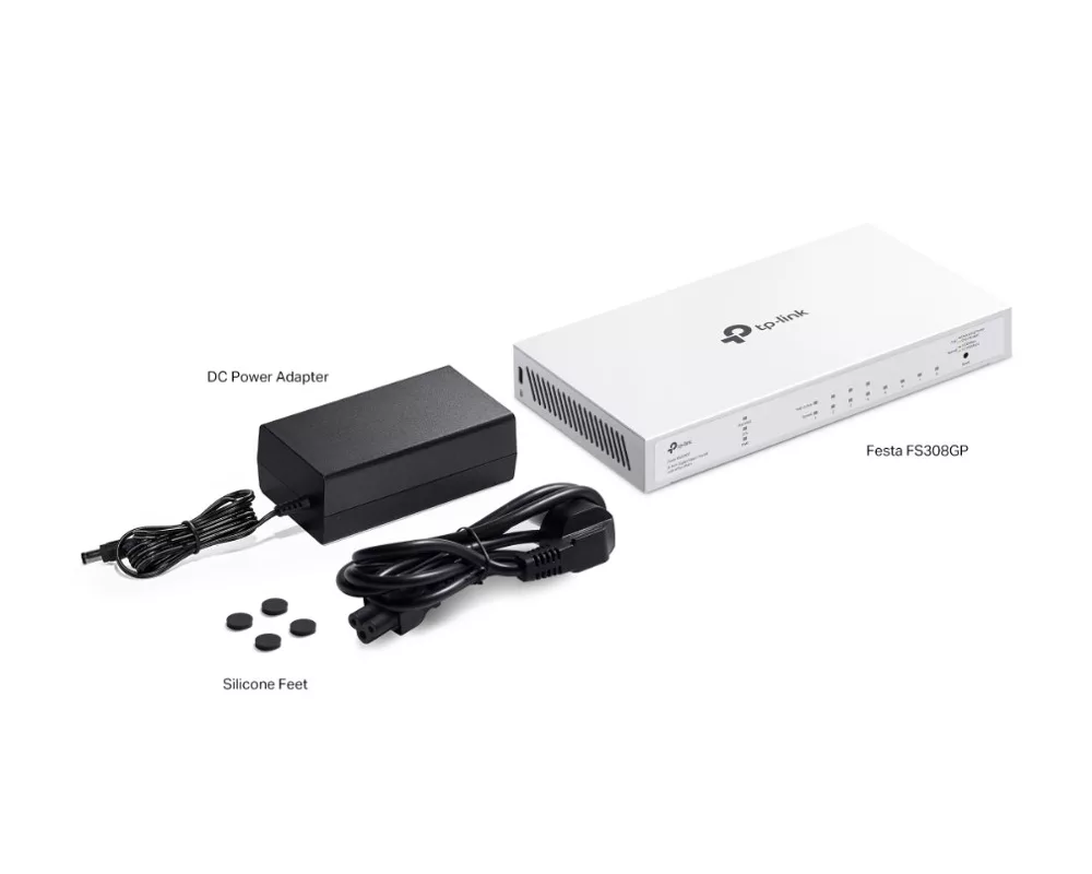 Switch (Комутатор) TP Link Festa FS308GP 8-портов Gigabit Smart Switch с 4-портов PoE+ 13