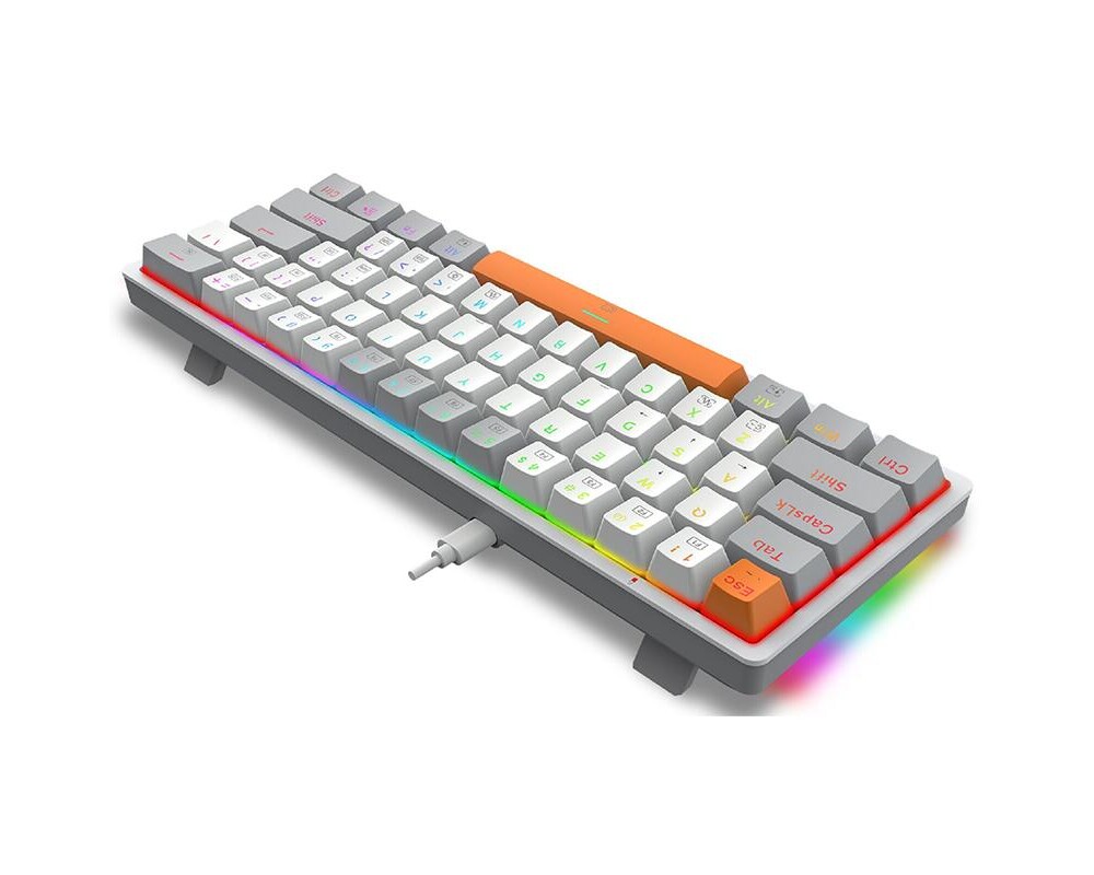 Клавиатура Механична RGB геймърска клавиатура Redragon Akali K642WGO-RGB - сива 5