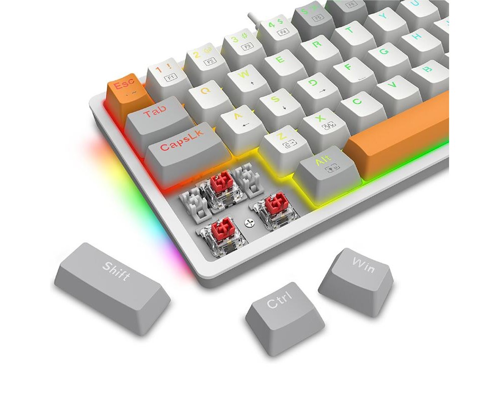 Клавиатура Механична RGB геймърска клавиатура Redragon Akali K642WGO-RGB - сива 8