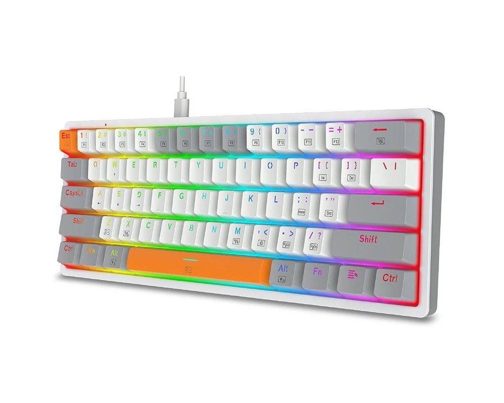 Клавиатура Механична RGB геймърска клавиатура Redragon Akali K642WGO-RGB - сива 4