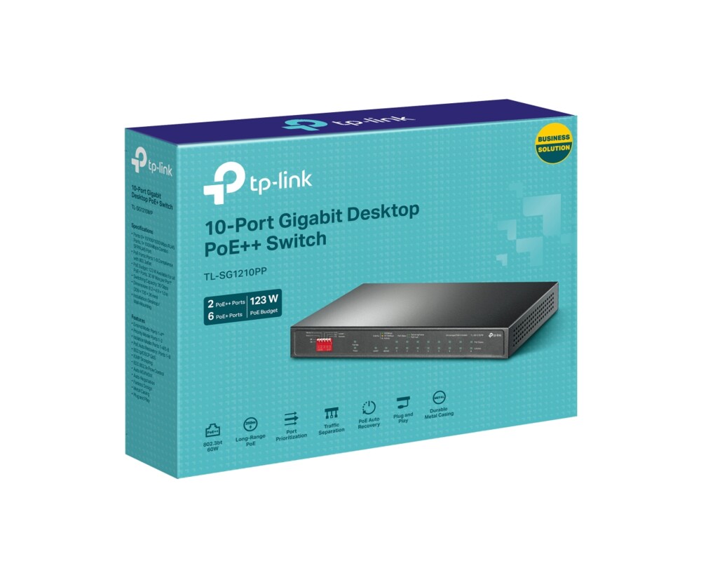 Switch (Комутатор) TP-Link TL-SG1210PP с 6-порта PoE+ и 2-порта PoE++ 11