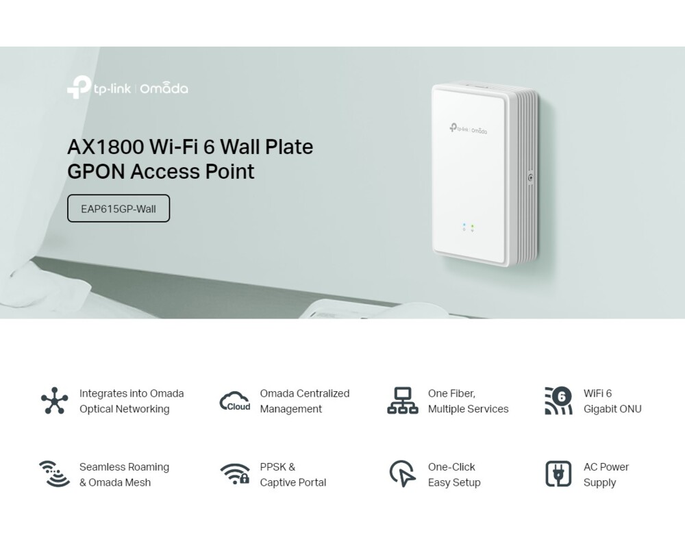 Access point (Точка за достъп) TP-Link Omada EAP615GP-Wall GPON WiFi 6 AX1800 7