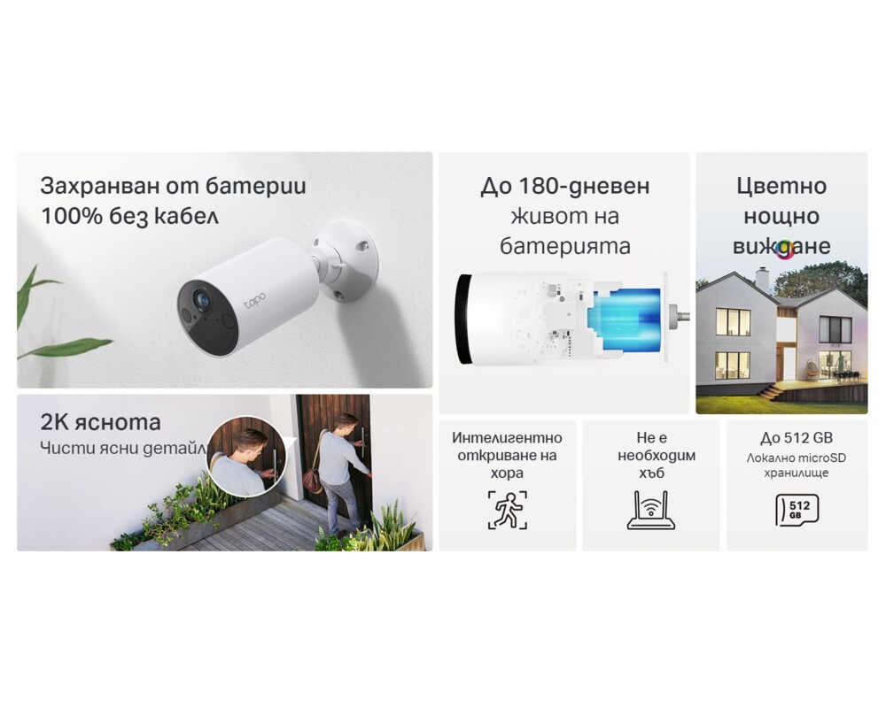 Цифрова IP камера Безжична охранителна Wi-Fi камера TP-Link TC82 12