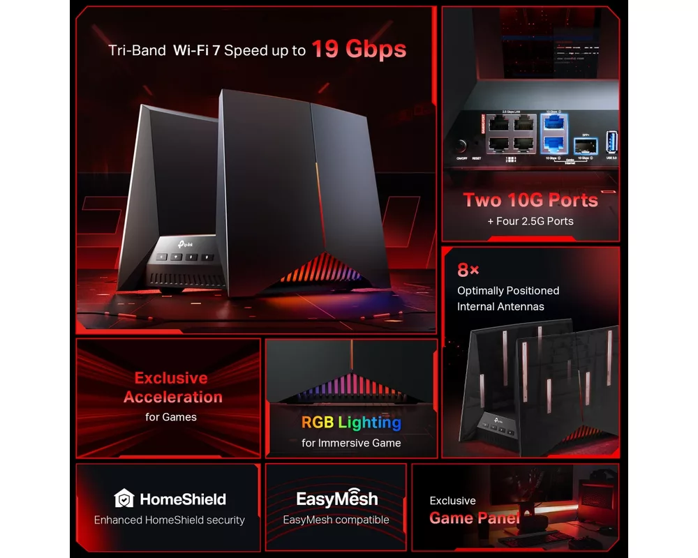 Рутер TP-Link Archer GE800 BE19000 3-лентов 4