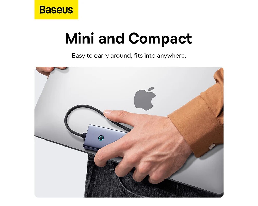 USB хъб Baseus UltraJoy 4 в 1, USB Type-C към 3 x USB 3.0 и 1 x RJ45 B0005280A813-00 - сив 9