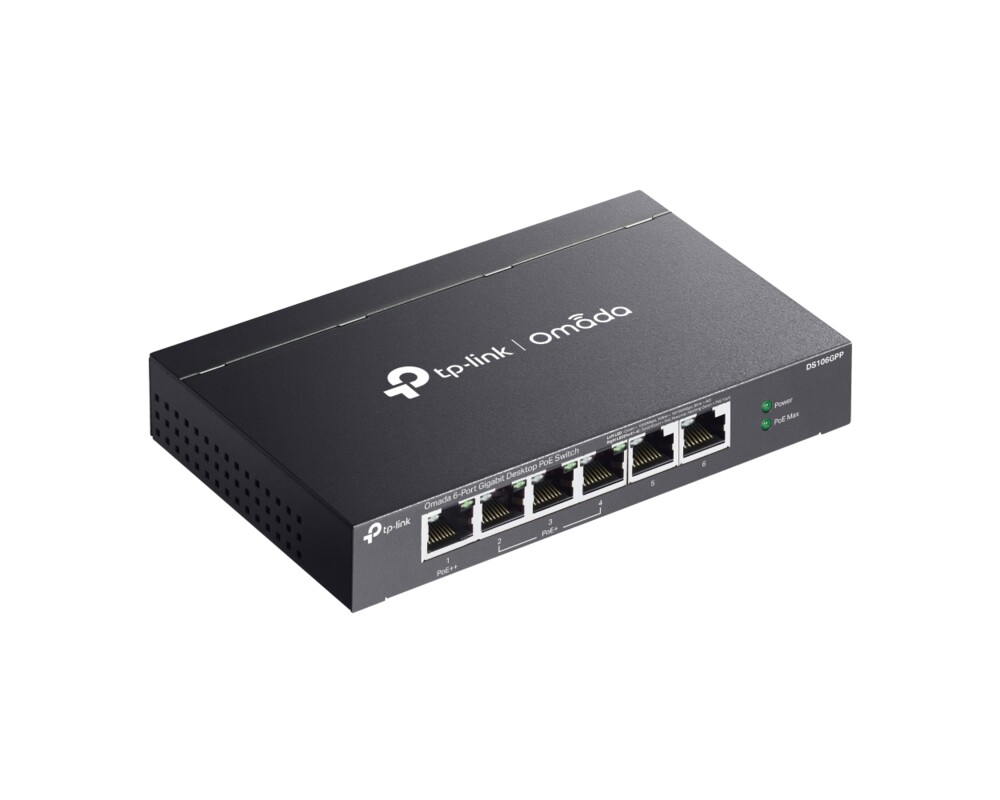 Switch (Комутатор) TP-Link Omada DS106GPP с 3-портов PoE+ и 1-портов PoE++ 4