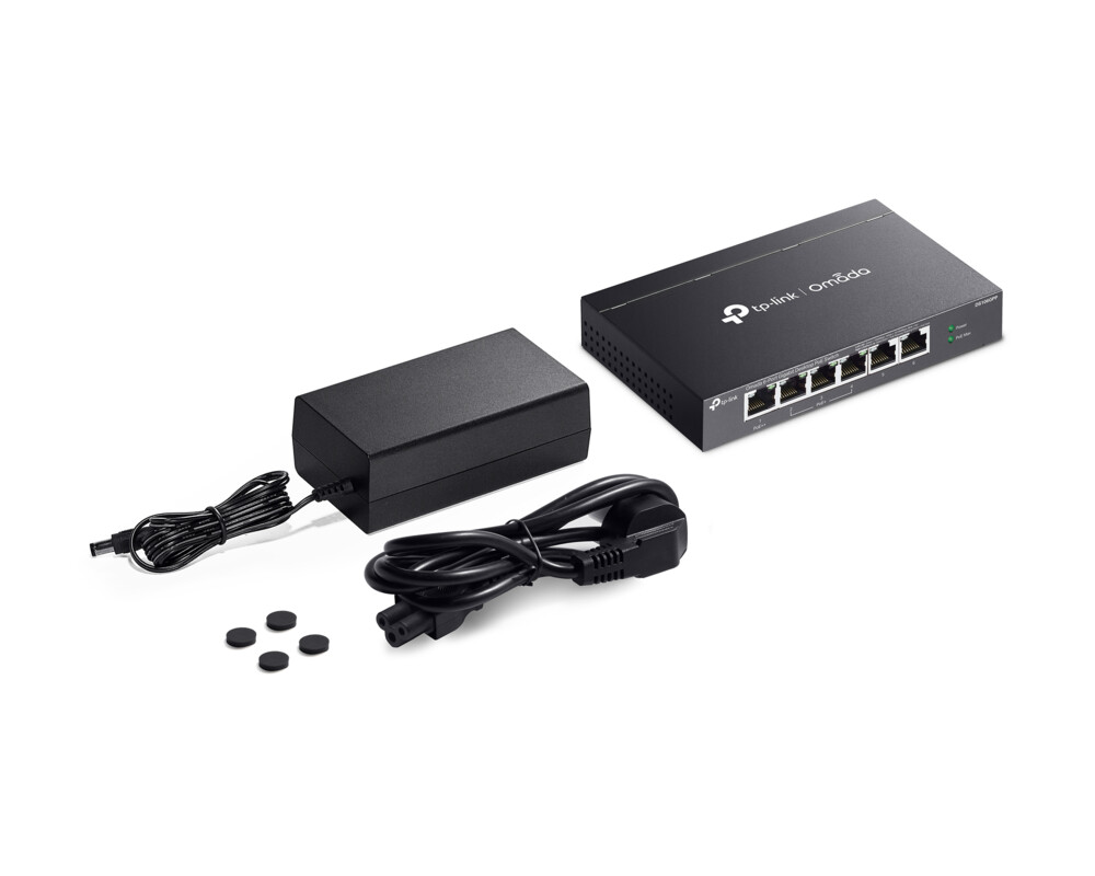 Switch (Комутатор) TP-Link Omada DS106GPP с 3-портов PoE+ и 1-портов PoE++ 12