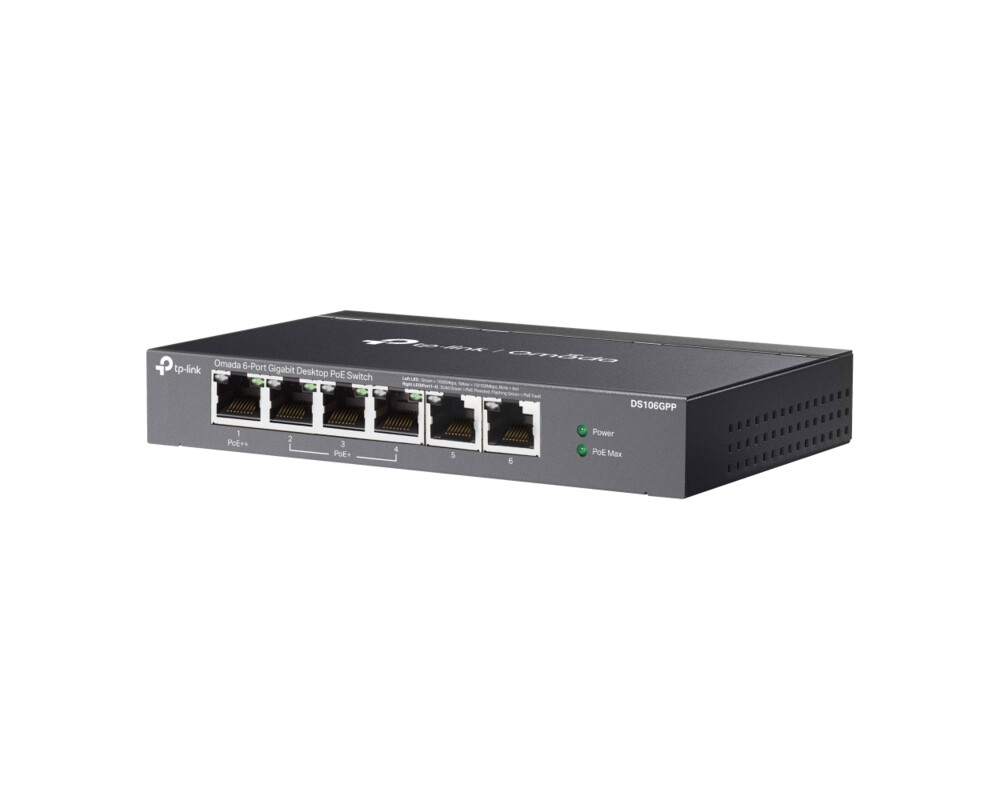 Switch (Комутатор) TP-Link Omada DS106GPP с 3-портов PoE+ и 1-портов PoE++ 3