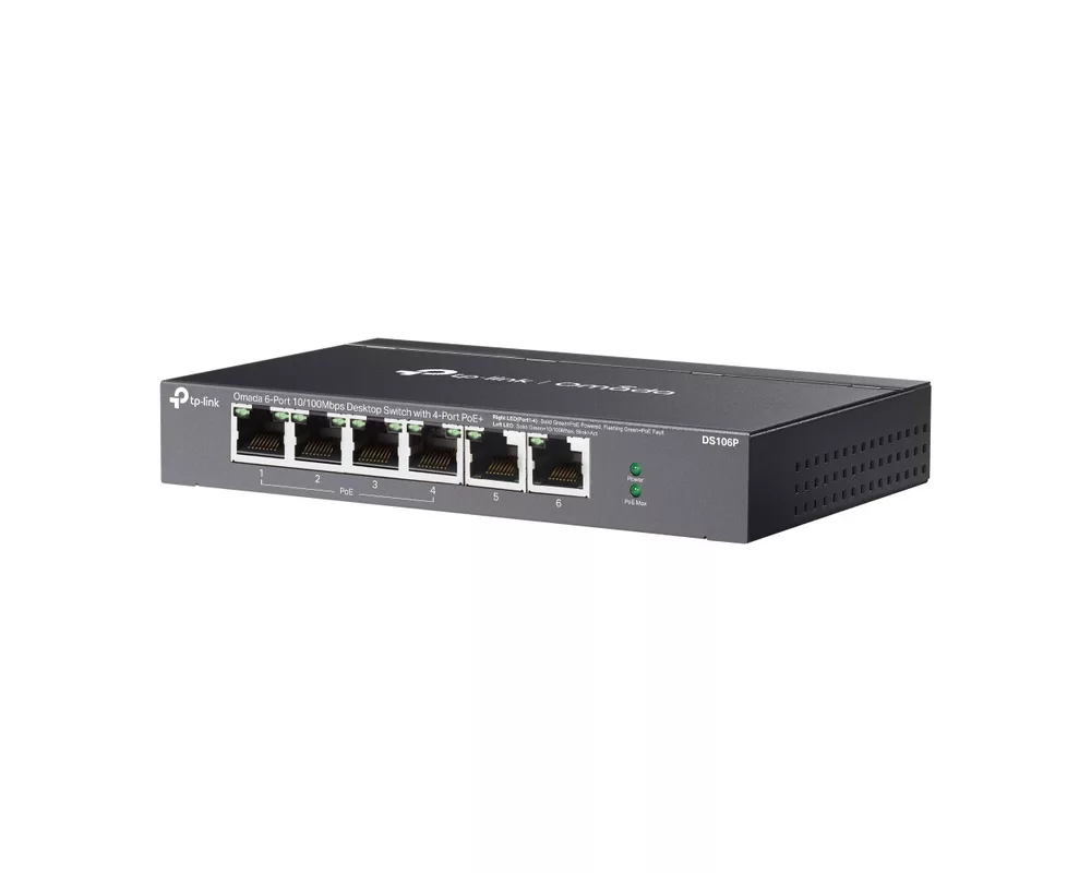 Switch (Комутатор) TP-Link Omada DS106P с 4-портов PoE+ 5